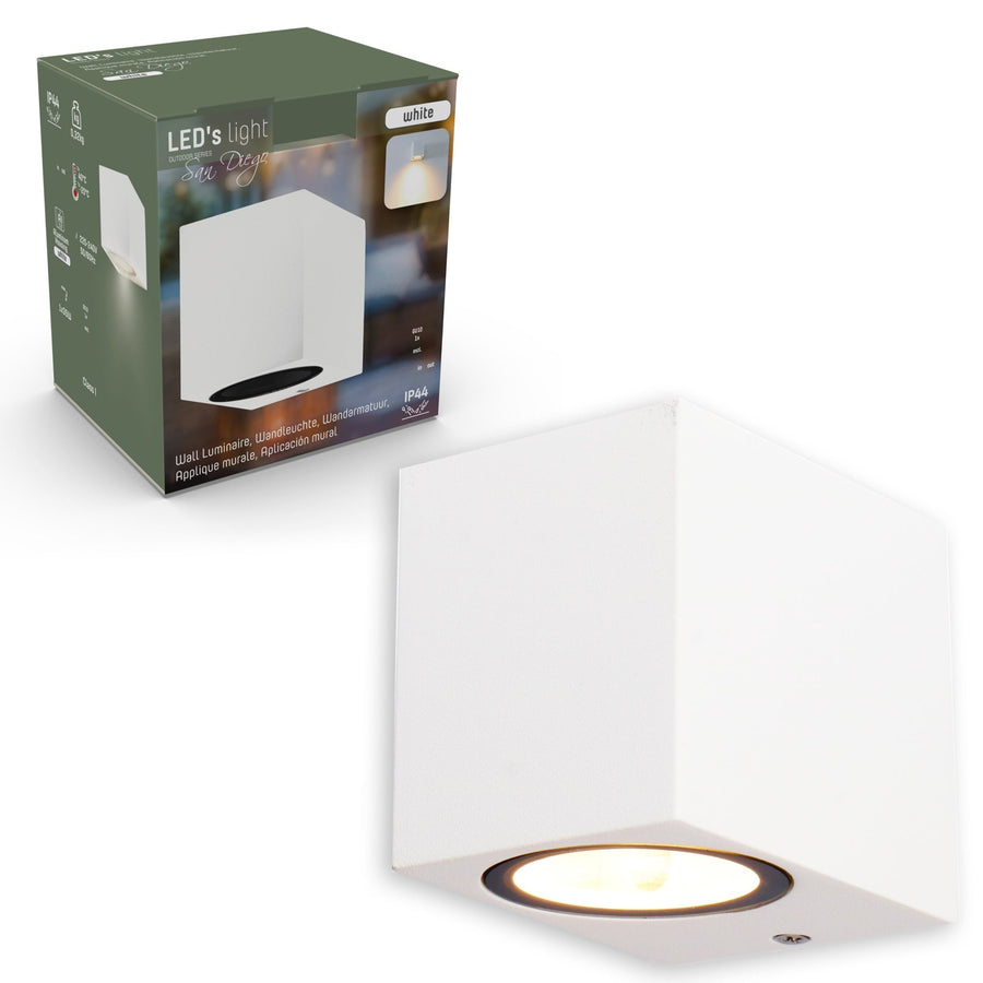 6 pack - LED's Light LED Wandlamp Buiten met GU10 fitting - Vierkant - IP44 - Wit - Model Rome Wandlampen LED.nl