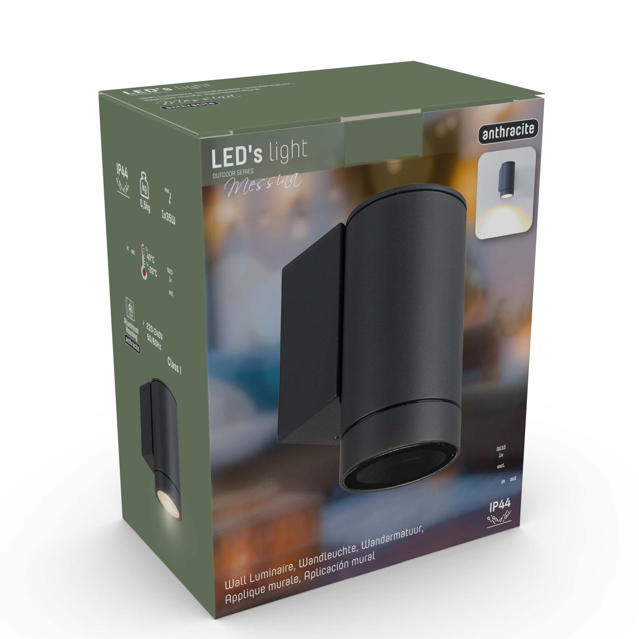 3 pack - LED's Light Muurlamp voor buiten - GU10 fitting - IP44 waterbestendig - Antraciet - Model Carpi Wandlampen LED.nl