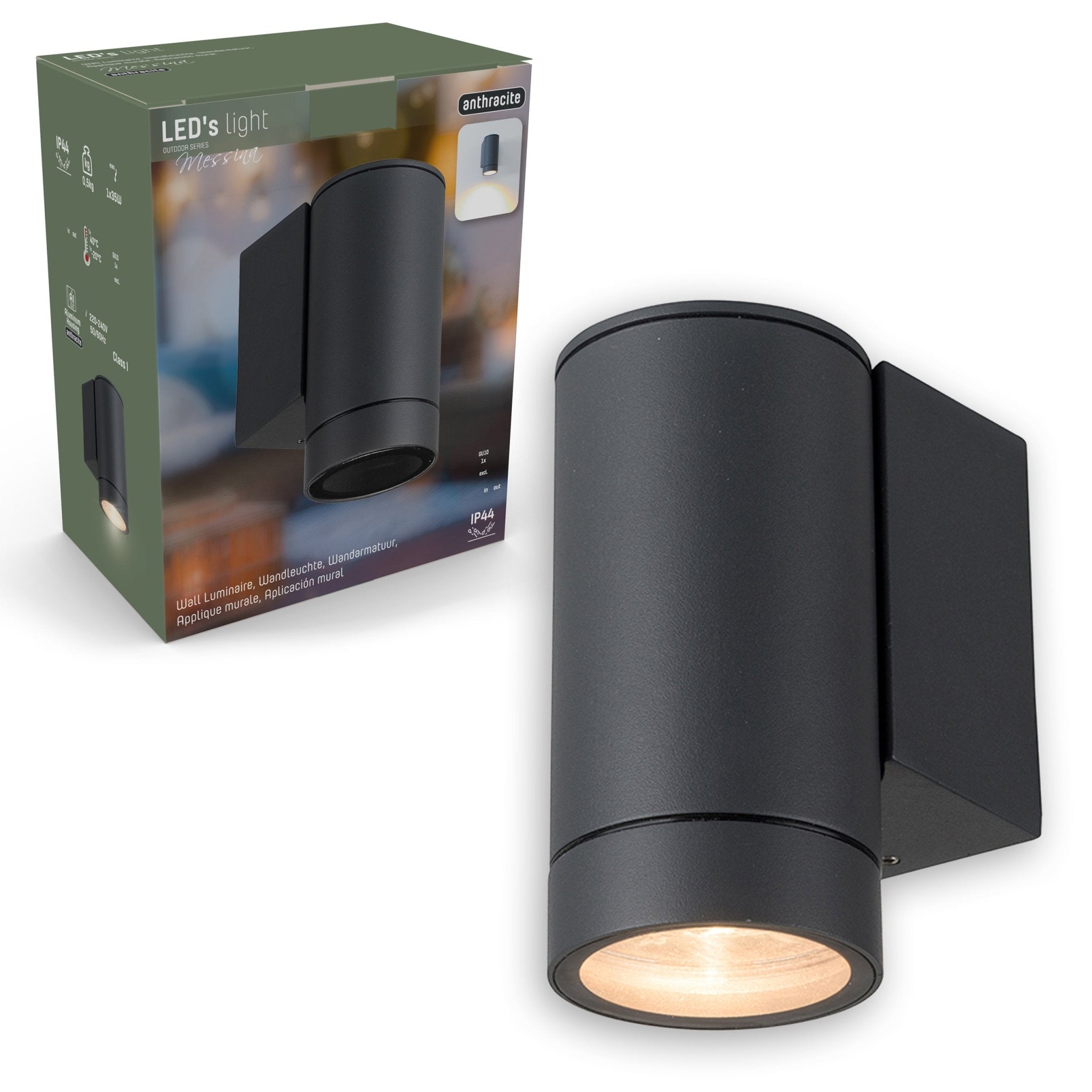 3 pack - LED's Light Muurlamp voor buiten - GU10 fitting - IP44 waterbestendig - Antraciet - Model Carpi Wandlampen LED.nl