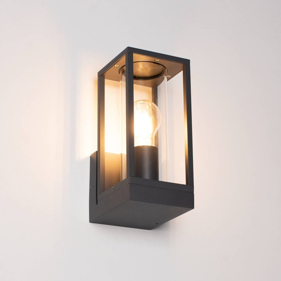 LED's Light LED Wall lamp with glass windows - Rectangle - E27 fitting - IP44 - Anthracite - LED.nl