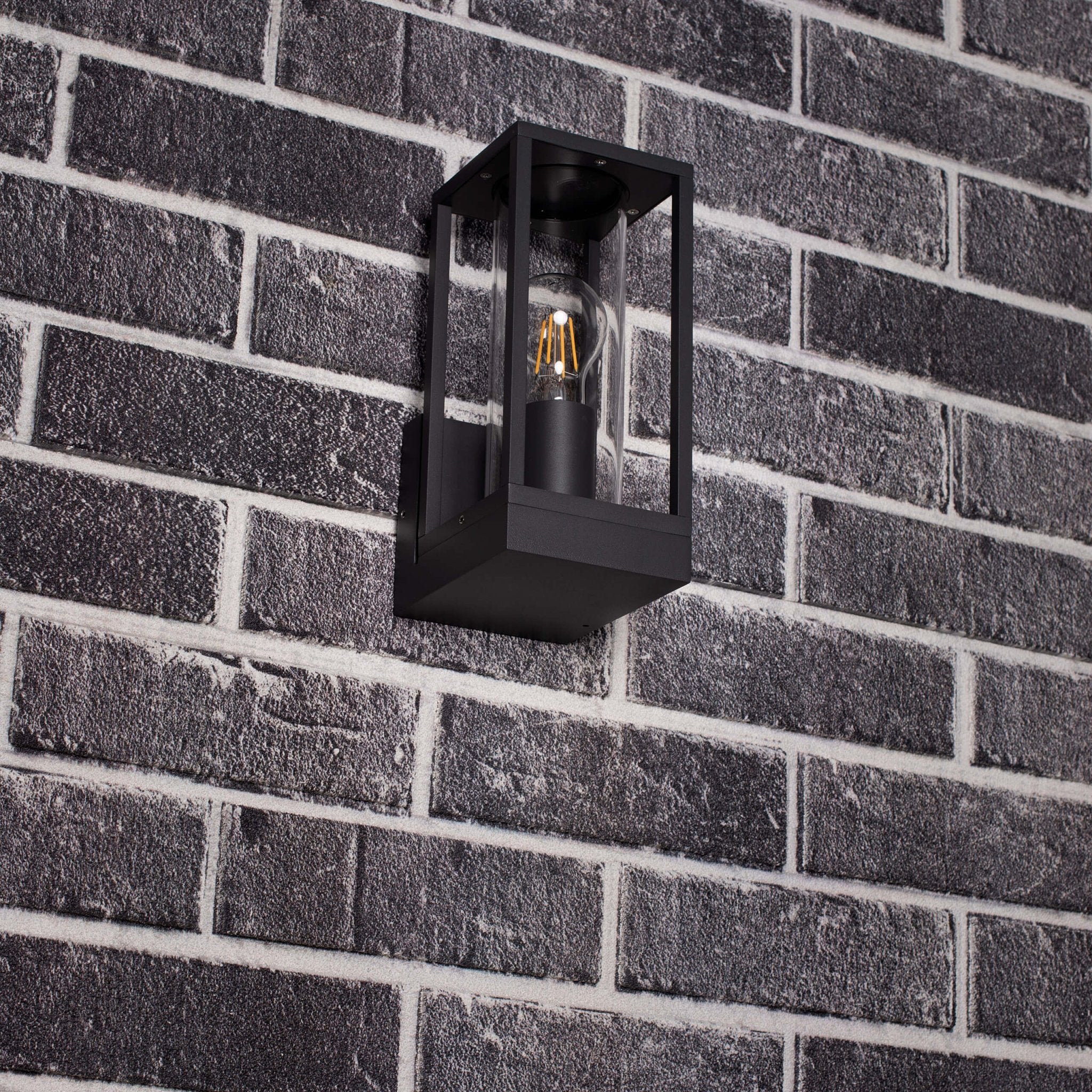 LED's Light LED Wandlamp met glazen ruiten - Rechthoek - E27 fitting - IP44 - Antraciet Wandlampen LED.nl