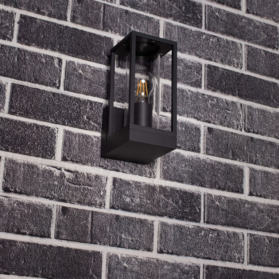 LED's Light LED Wall lamp with glass windows - Rectangle - E27 fitting - IP44 - Anthracite - LED.nl