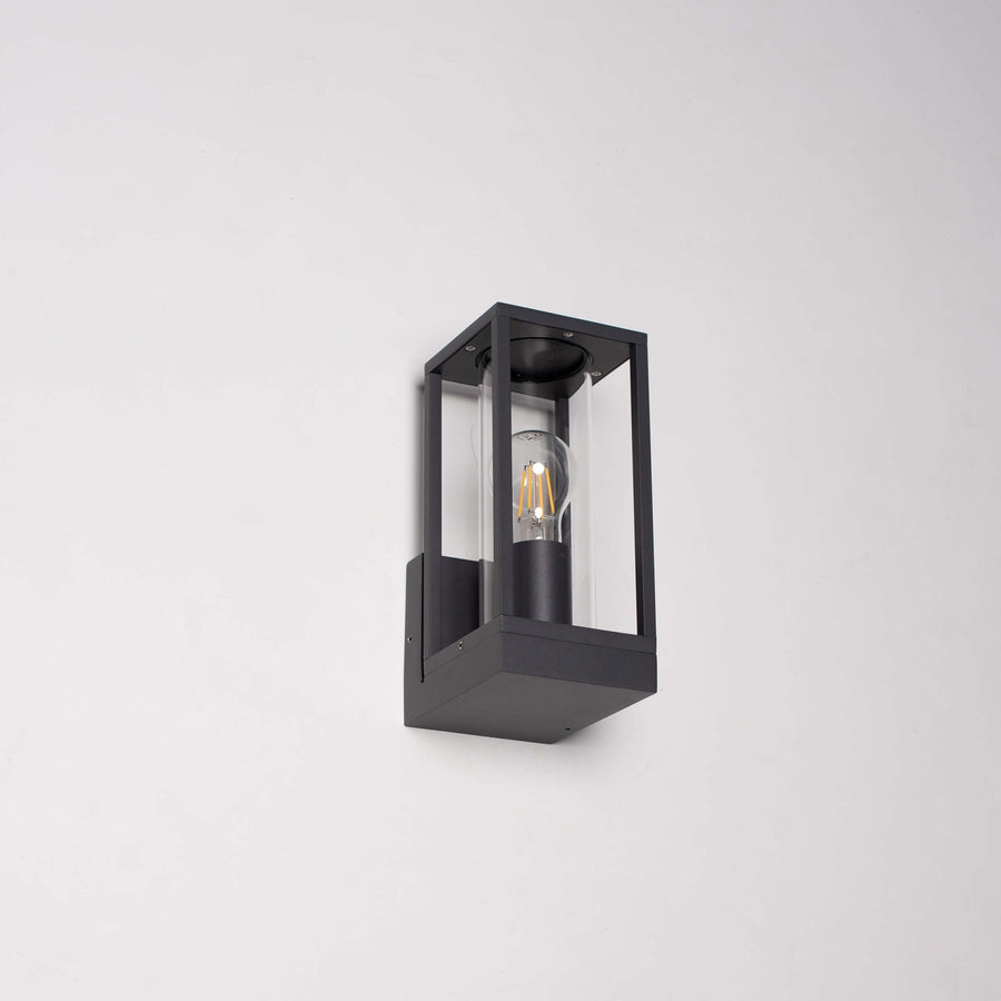 LED's Light LED Wall lamp with glass windows - Rectangle - E27 fitting - IP44 - Anthracite - LED.nl