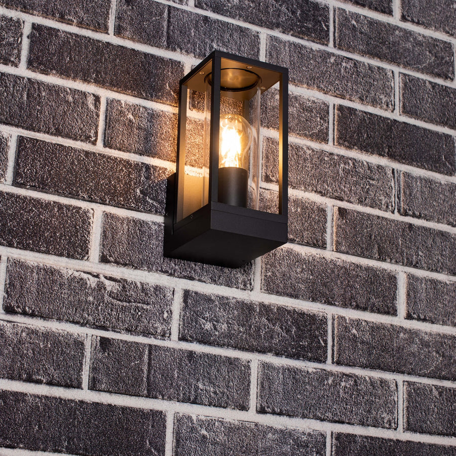 LED's Light LED Wall lamp with glass windows - Rectangle - E27 fitting - IP44 - Anthracite - LED.nl
