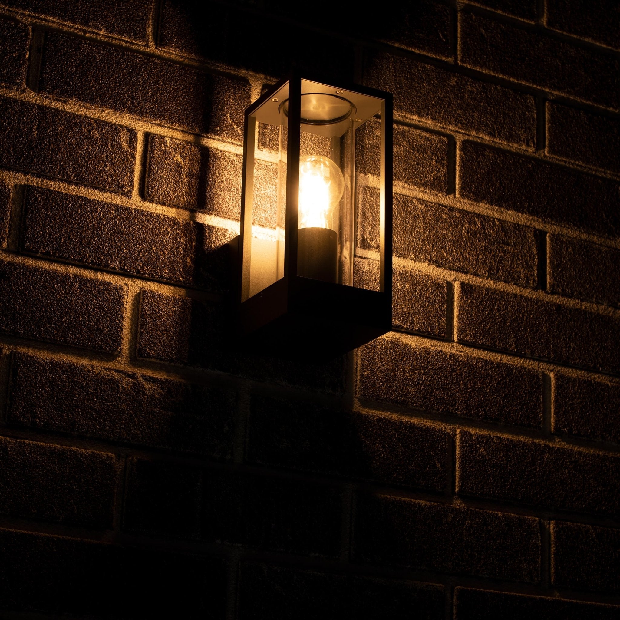 LED's Light LED Wandlamp met glazen ruiten - Rechthoek - E27 fitting - IP44 - Antraciet Wandlampen LED.nl