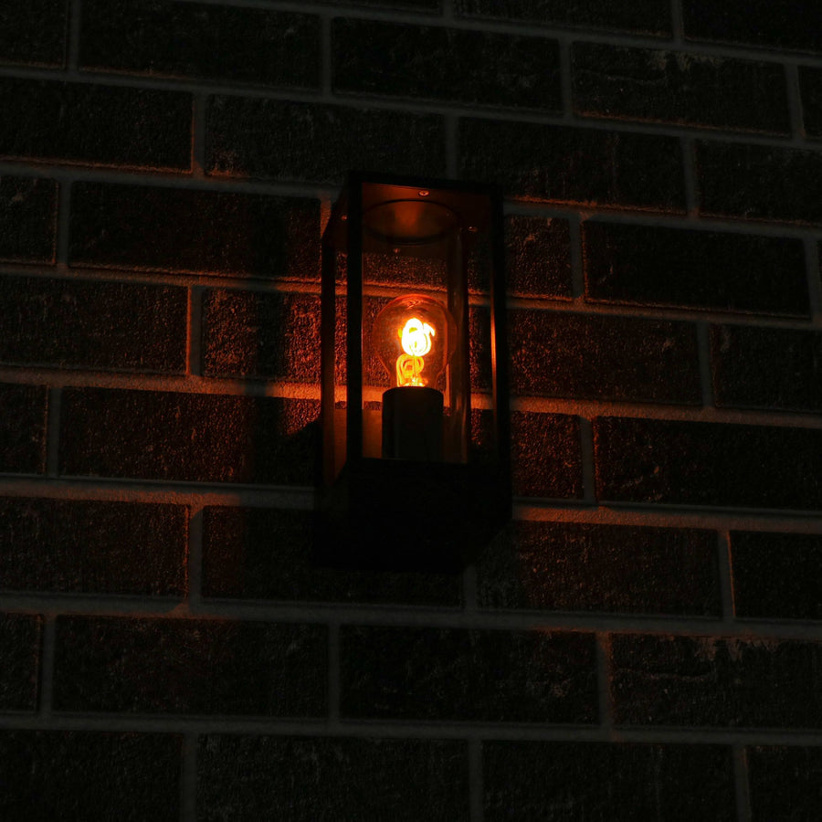 LED's Light LED Wall lamp with glass windows - Rectangle - E27 fitting - IP44 - Black - LED.nl