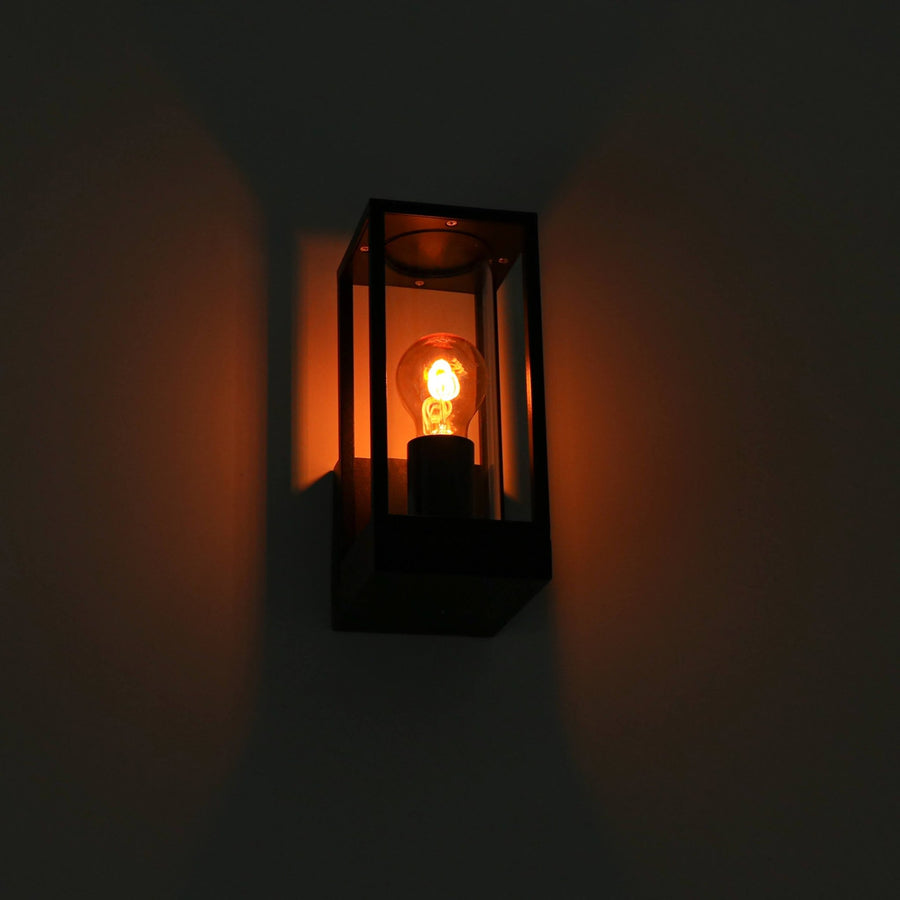 LED's Light LED Wall lamp with glass windows - Rectangle - E27 fitting - IP44 - Black - LED.nl