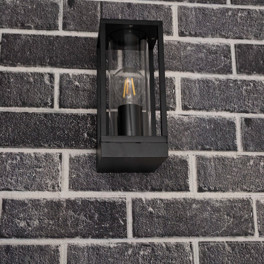 LED's Light LED Wall lamp with glass windows - Rectangle - E27 fitting - IP44 - Black - LED.nl