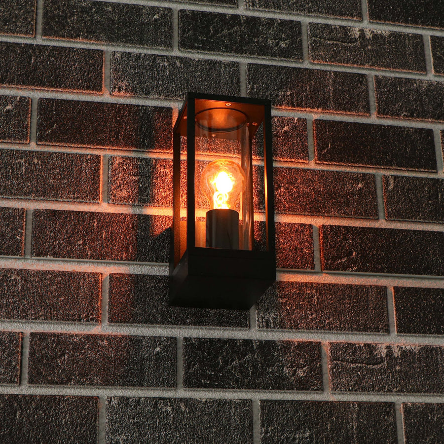 LED's Light LED Wall lamp with glass windows - Rectangle - E27 fitting - IP44 - Black - LED.nl