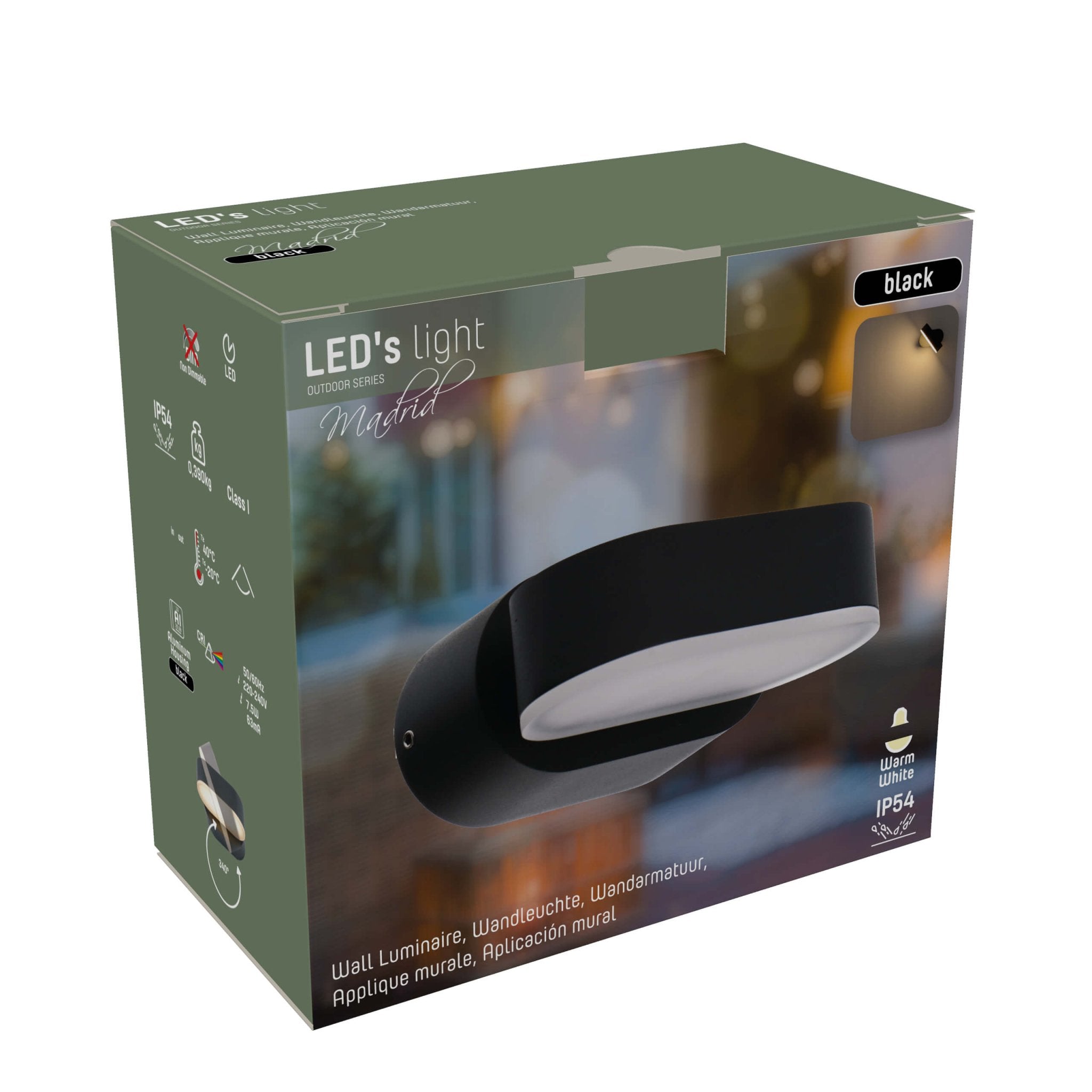 LED Wandspot Enkel - Draaibaar - Warm wit licht - IP44 - Rieti - Zwart - LED.nl
