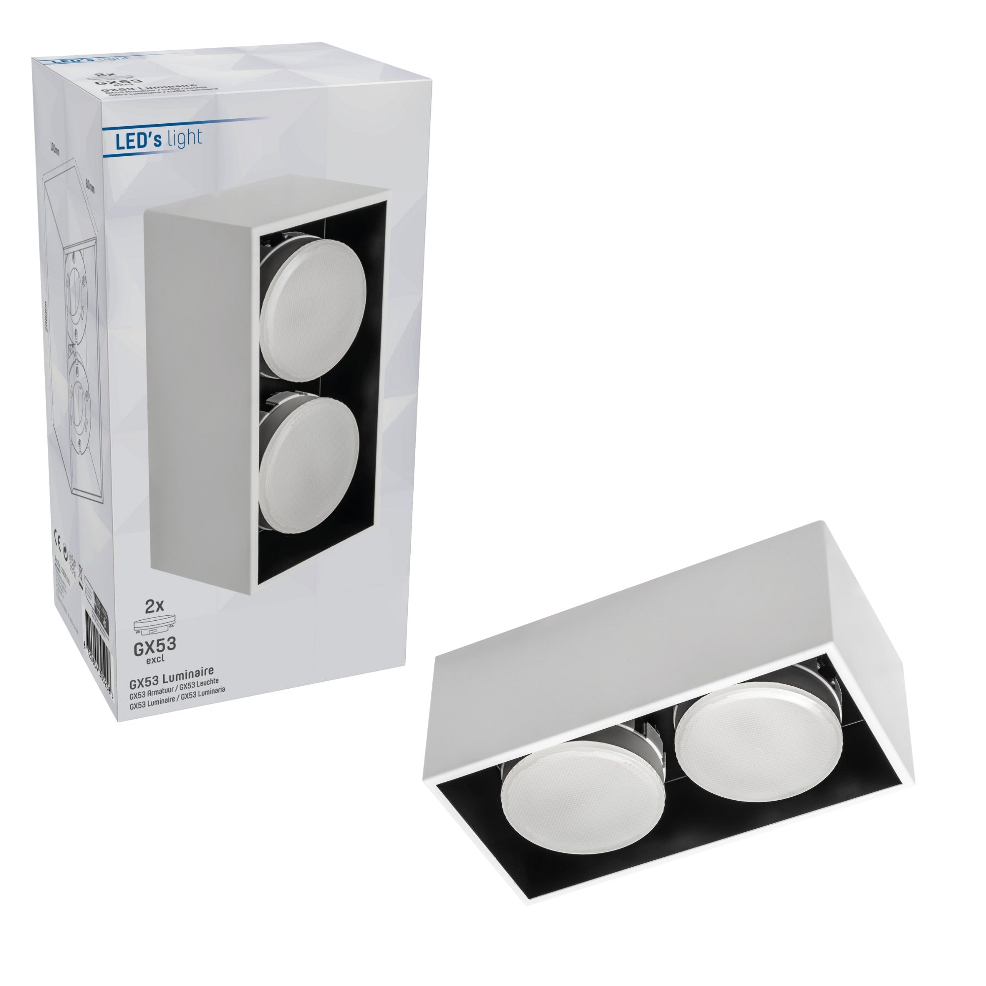LED's Light Cube LED Plafondlamp - 2 lichtpunten - Draaibaar licht - Staal - 20 x 8 cm - Wit - LED.nl