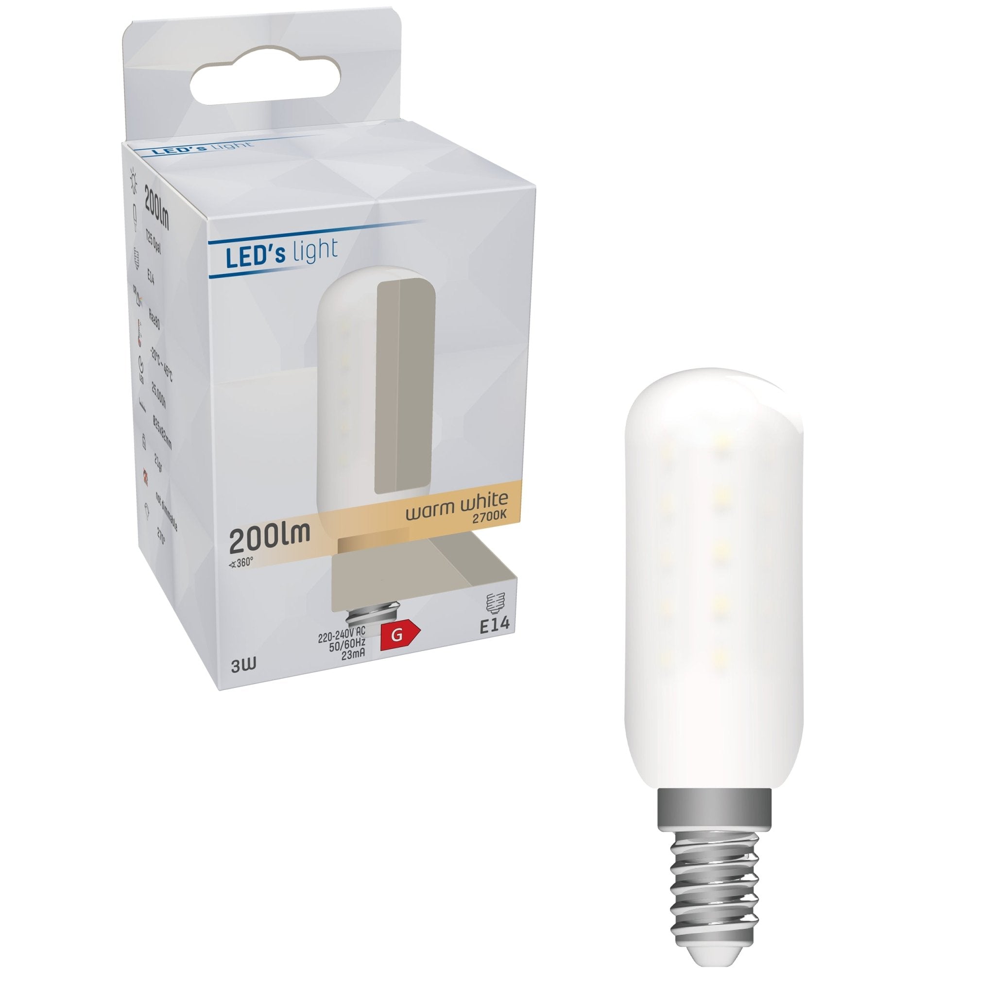 LongLife LED Lamp E14 - T25 - Geschikt voor koelkast en afzuigkap - Warm wit - 3W (20W) - LED.nl