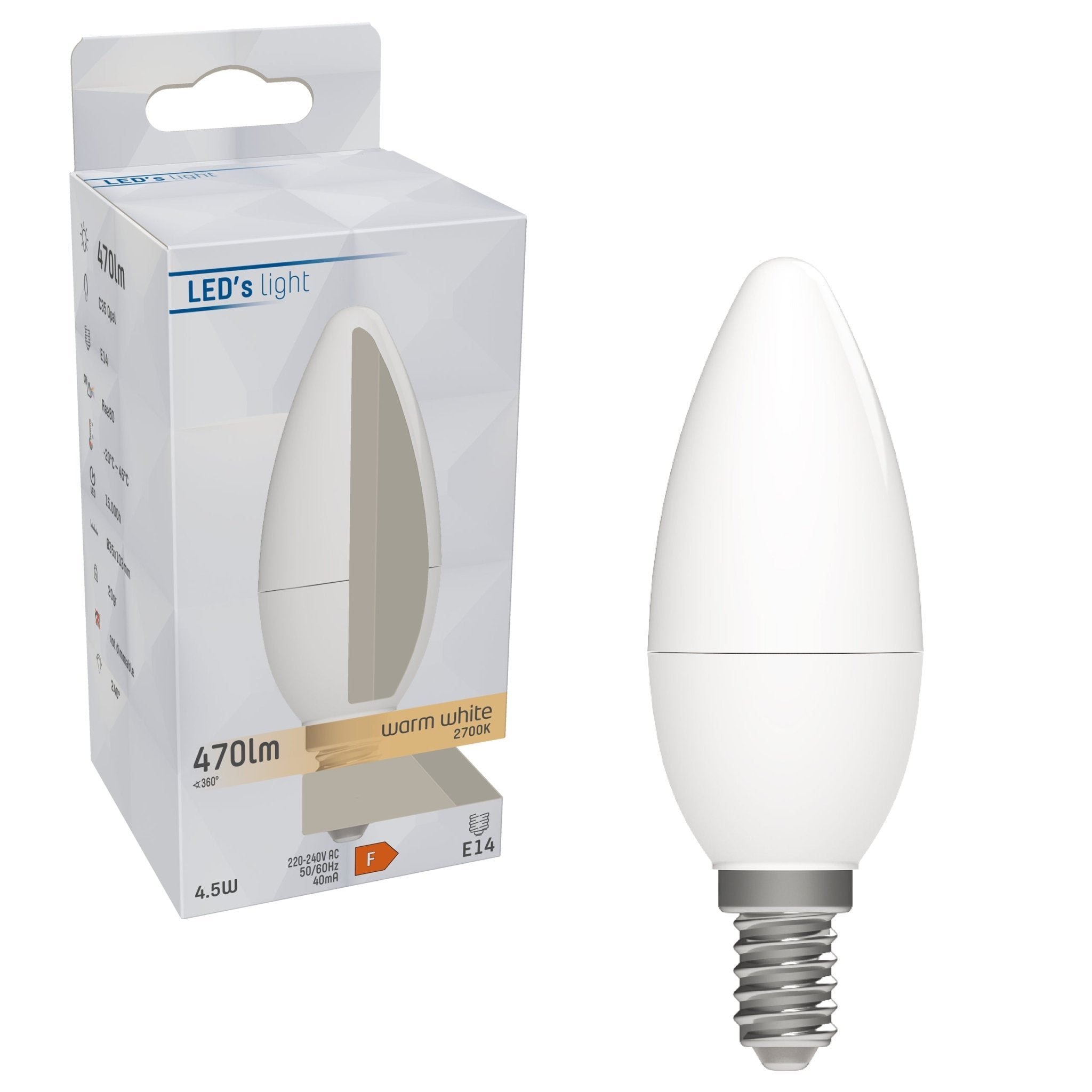 LongLife LED Lamp Kaars E14 - Mat - Warm wit - 4.9W (40W) - C35 - LED.nl