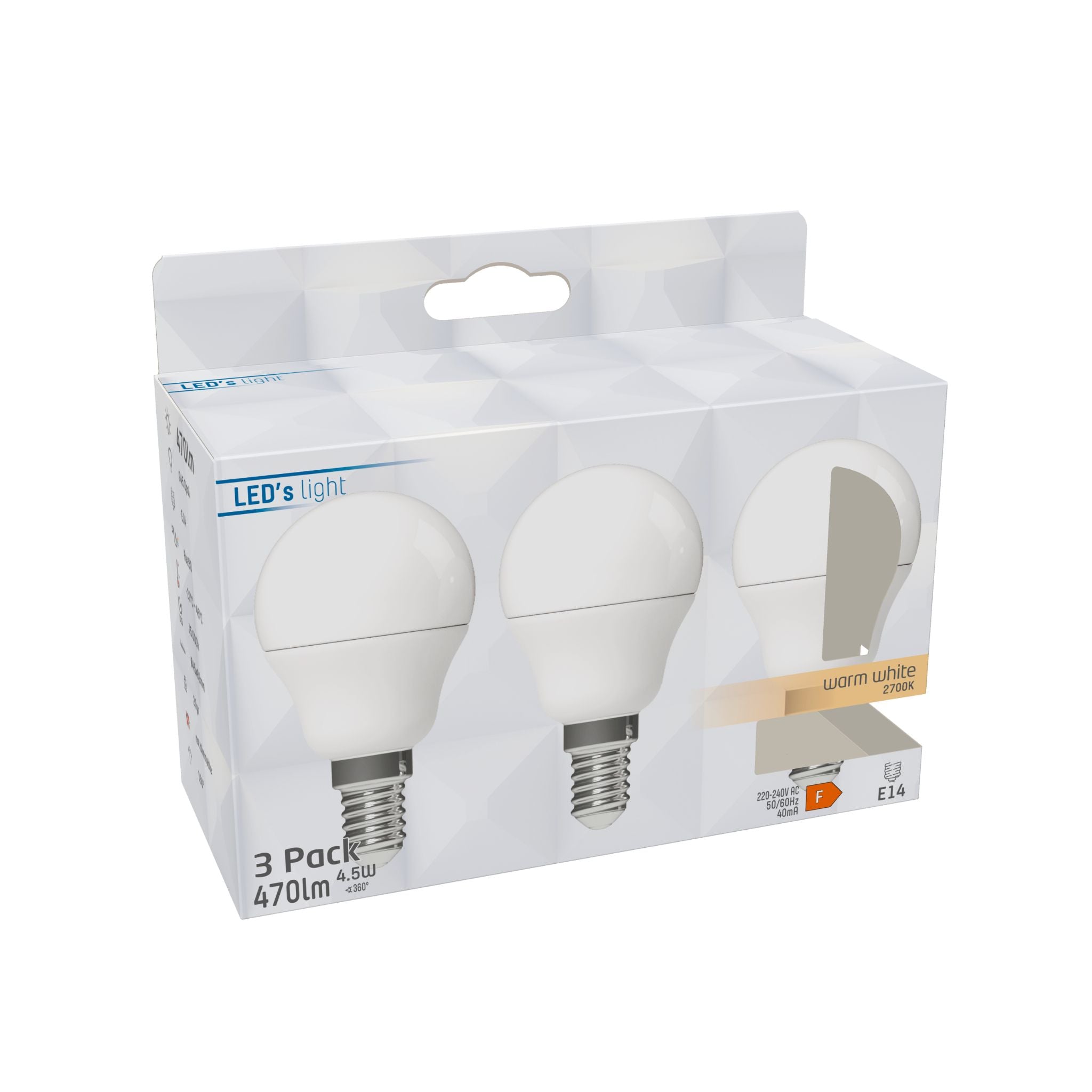 LED E14 Lamp rond - 470 lm - Warm wit licht - 3 lampen Lichtbronnen LED.nl
