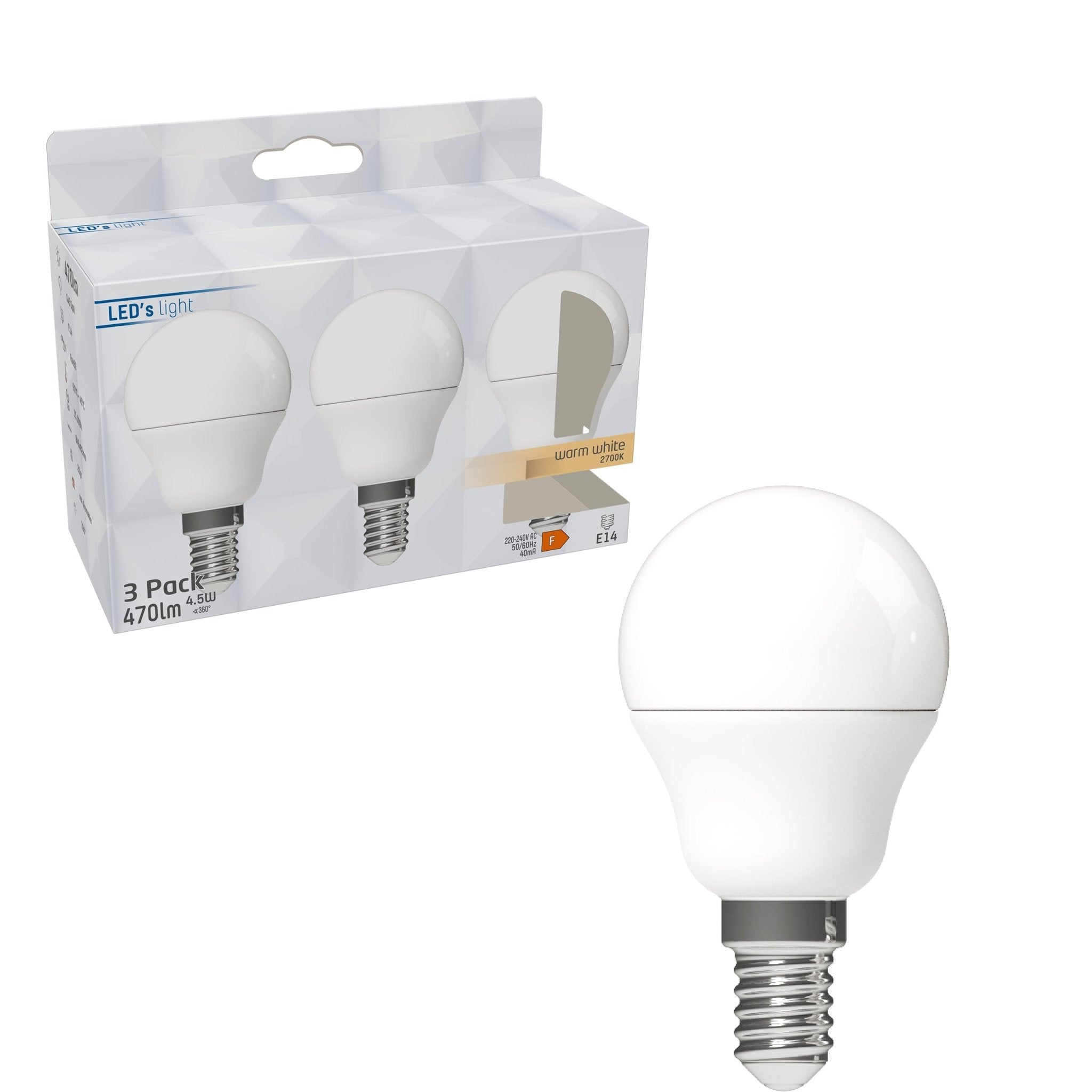 LED E14 Lamp rond - 470 lm - Warm wit licht - 3 lampen Lichtbronnen LED.nl