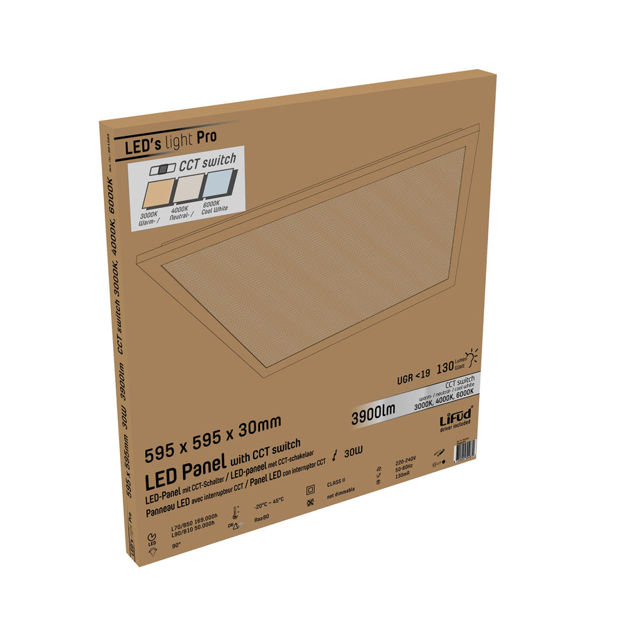 LongLife LED Paneel 60 x 60 cm - Lichtkleur dimbaar van warm naar koud wit - 130 lm/w Panelen LED.nl