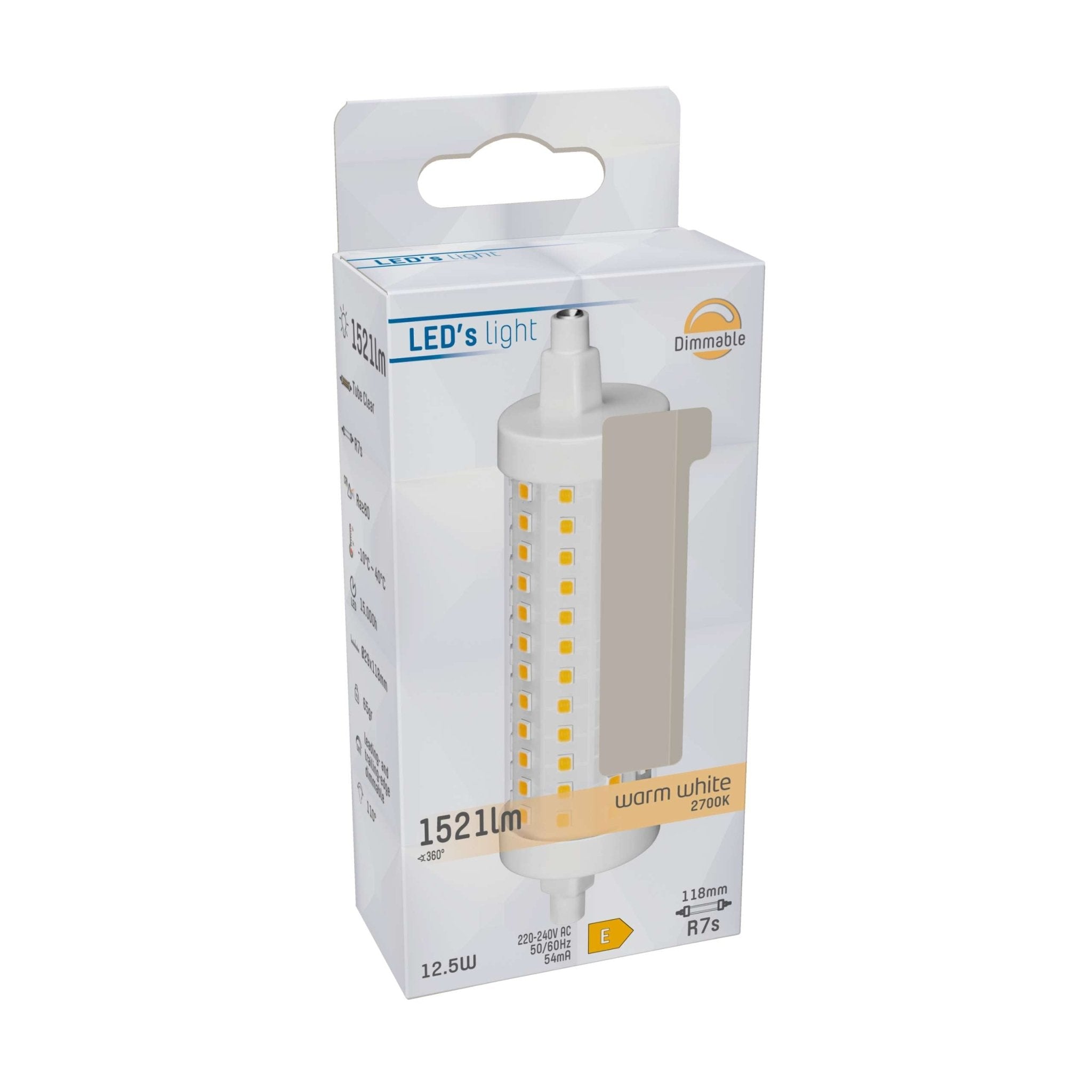 LongLife LED Staaflamp R7S 118 mm - Warm wit - 12.5W vervangt 100W - LED.nl