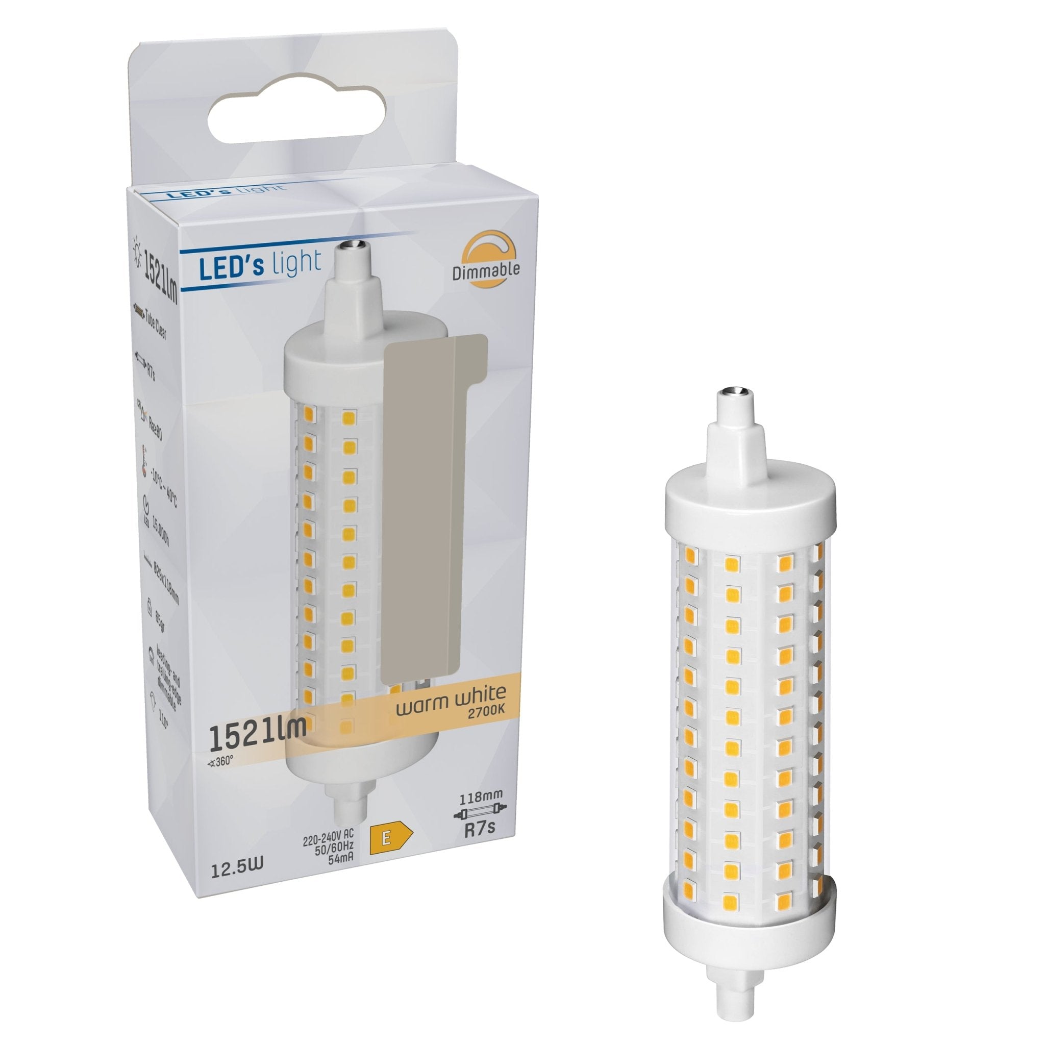 LongLife LED Staaflamp R7S 118 mm - Warm wit - 12.5W vervangt 100W - LED.nl