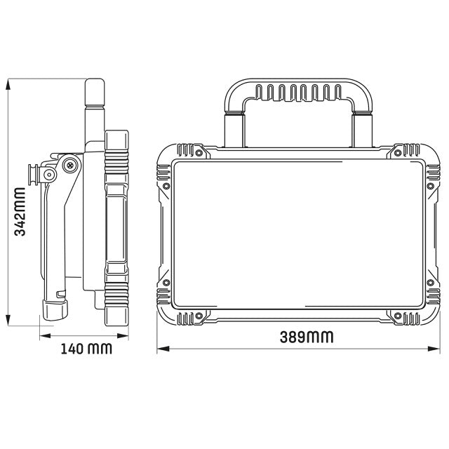 MultiPro Hybride LED bouwlamp 47W – Bedraad en draadloos te gebruiken – 5500 lumen – IP54 – Rough Service Tested - LED.nl
