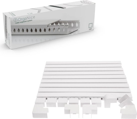 Organice Kabelgoten set met plakstrip - Zelfklevende organiser voor bureau & TV - Wit - LED.nl