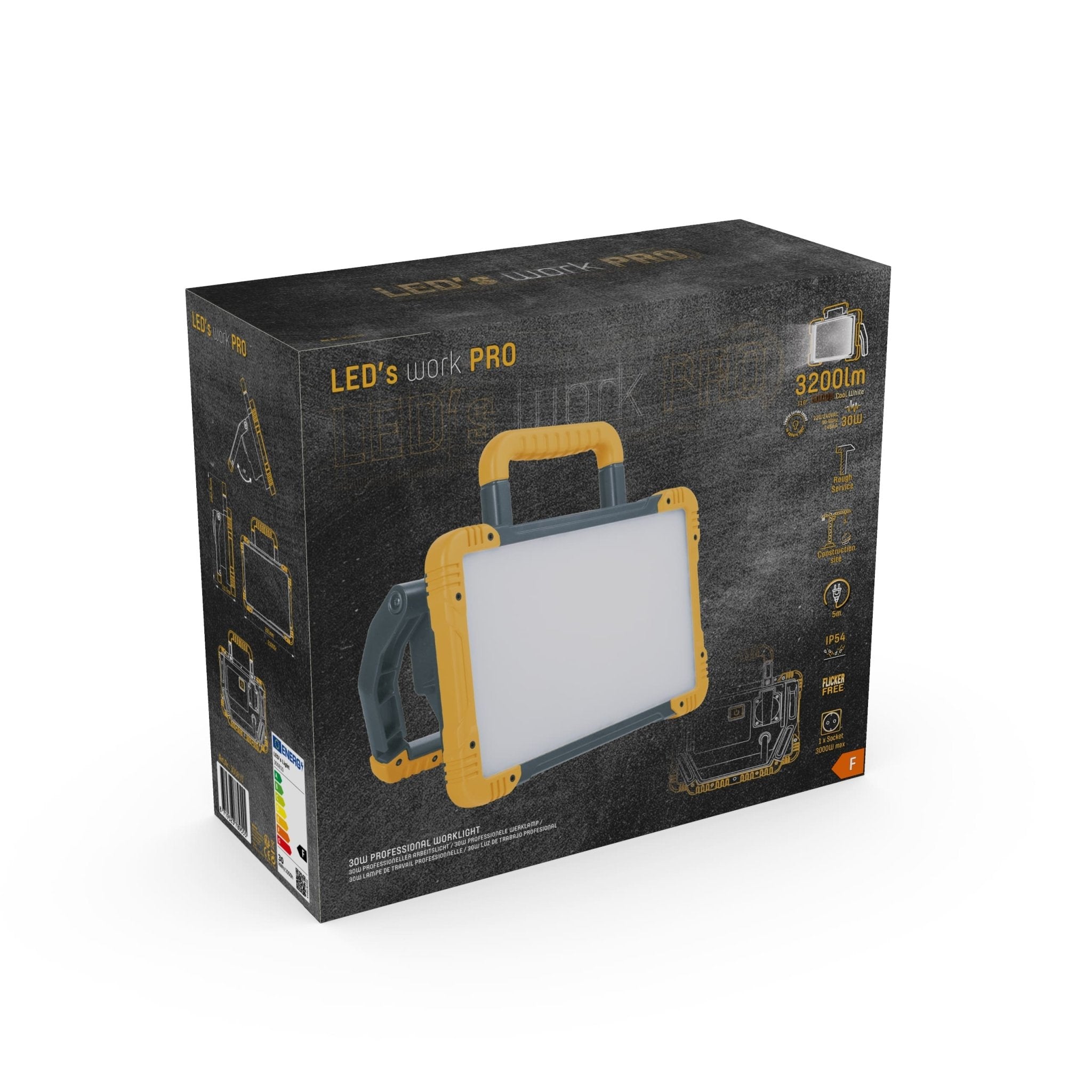 LED's Work Premium LED Werklamp 3200 - 5 meter kabel - Rough Service Tested - IP54 waterdicht - 30W Bouwlampen LED.nl