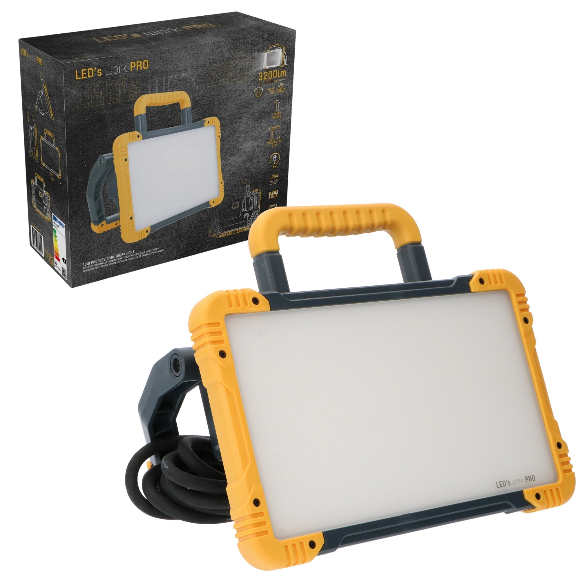 LED's Work Premium LED Werklamp 3200 - 5 meter kabel - Rough Service Tested - IP54 waterdicht - 30W Bouwlampen LED.nl
