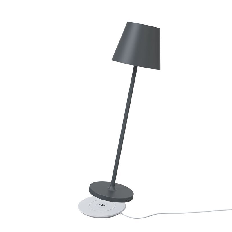 Premium LED Tafellamp met oplaadstation - Oplaadbaar & Draadloos - Voor binnen en buiten - Grijs - LED.nl
