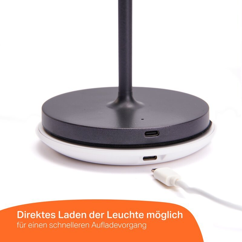 Premium LED Tafellamp met oplaadstation - Oplaadbaar & Draadloos - Voor binnen en buiten - Grijs - LED.nl
