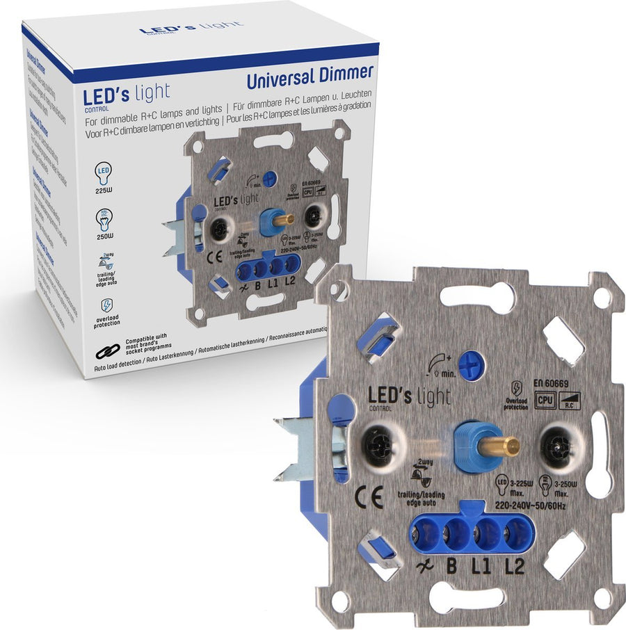 Professional Complete Dimmer voor alle dimbare (LED) lampen - Fase afsnijding aansnijding - Zwart Dimmers LED.nl