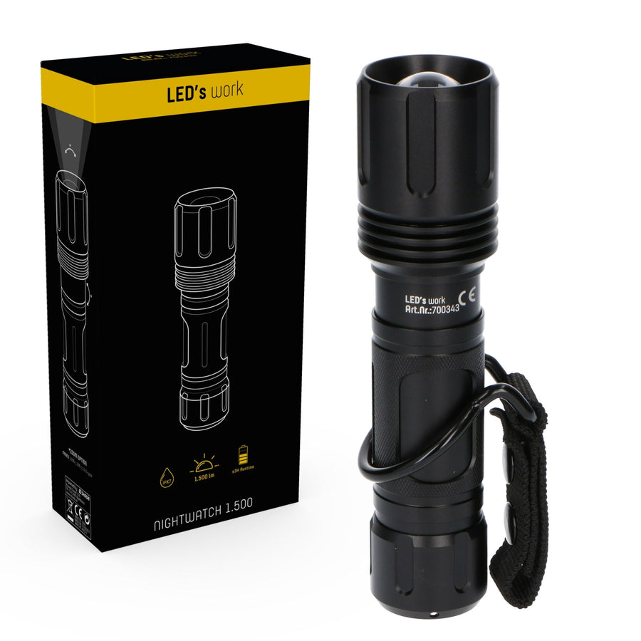 LED's Work Professional LED Flashlight with Zoom Function 1500 - Waterproof - Dimmable - LED.nl