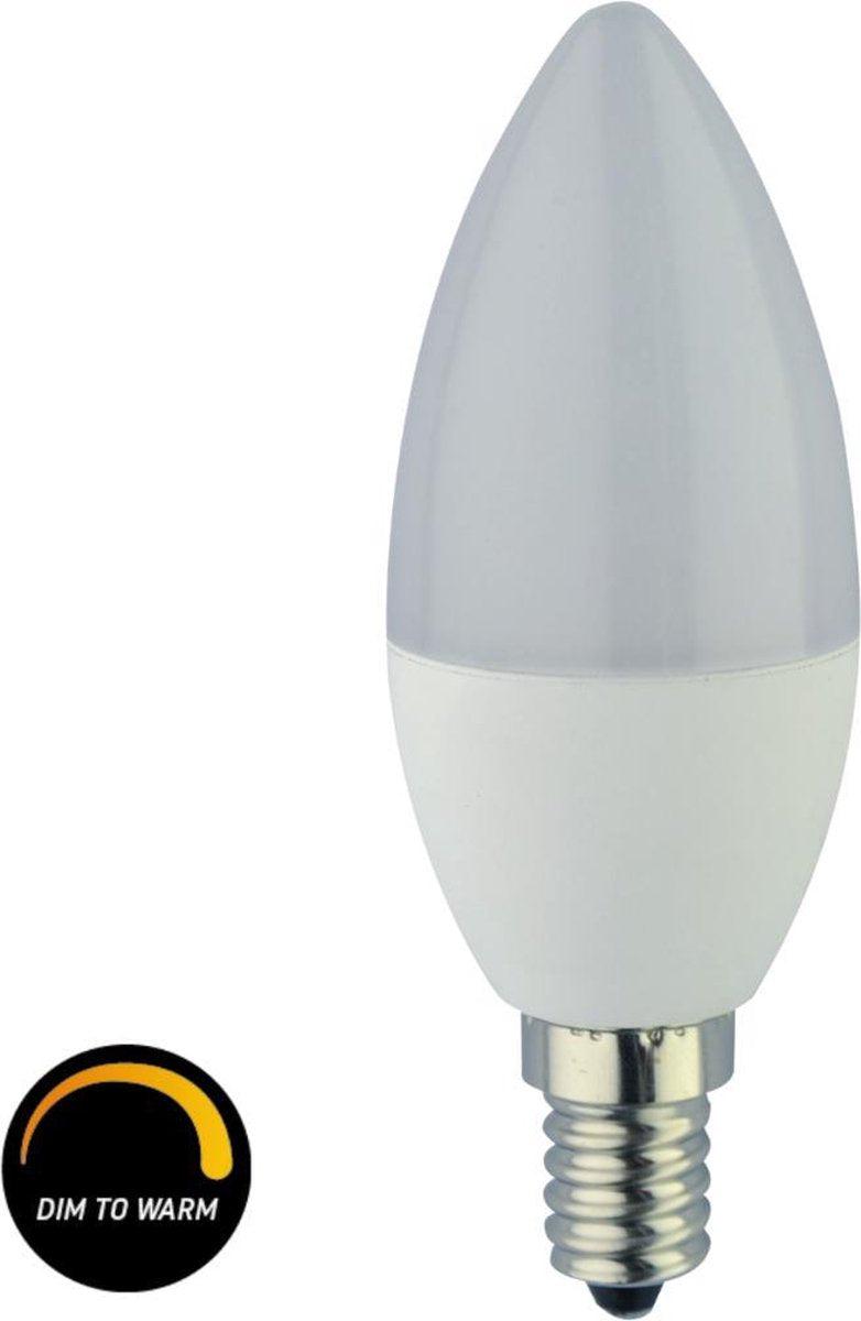 Proventa Dimbare LED Lamp E14 - Lichtkleur dimbaar naar extra warm wit licht - 1 x Kaars lamp Lichtbronnen LED.nl