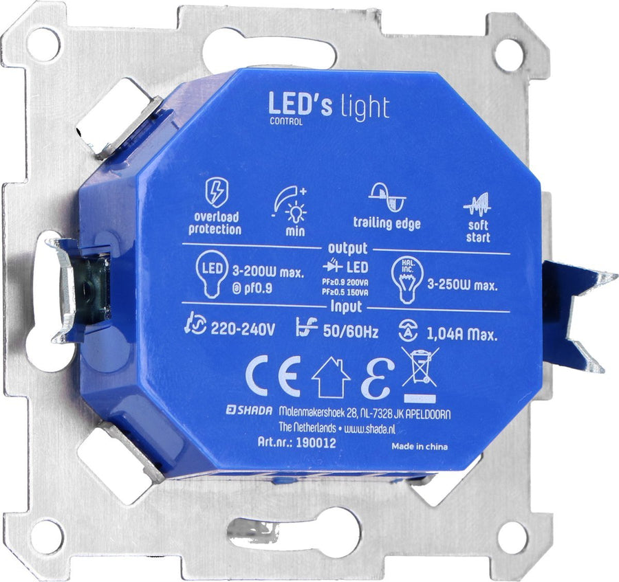 Proventa Premium LED-Dimmer komplett mit Abdeckrahmen – Universell für alle dimmbaren Leuchtmittel – Schwarz - LED.de