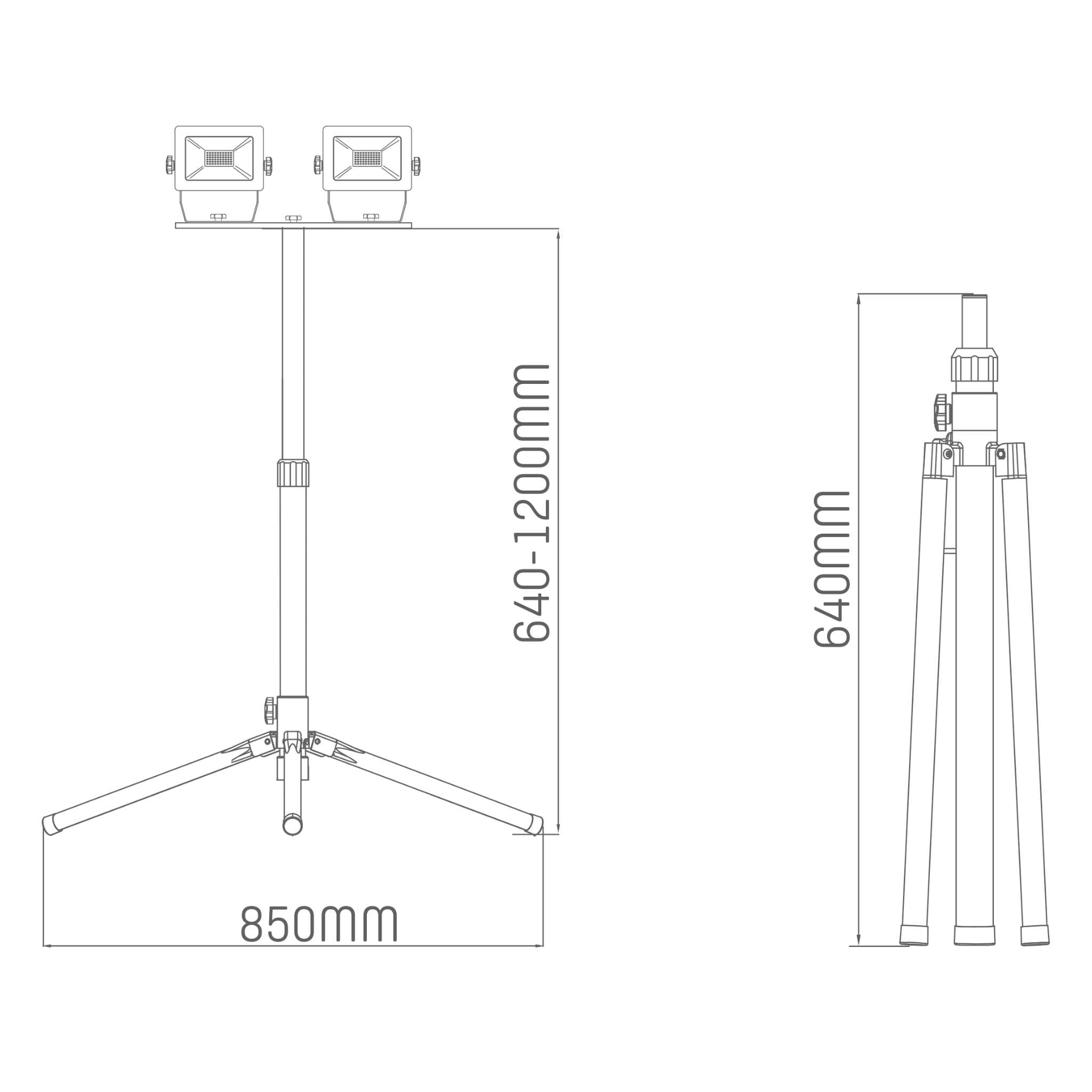 ProWork DUO Tripod LED werklampen op statief - In hoogte verstelbaar - 6370 lm Bouwlampen Led.nl