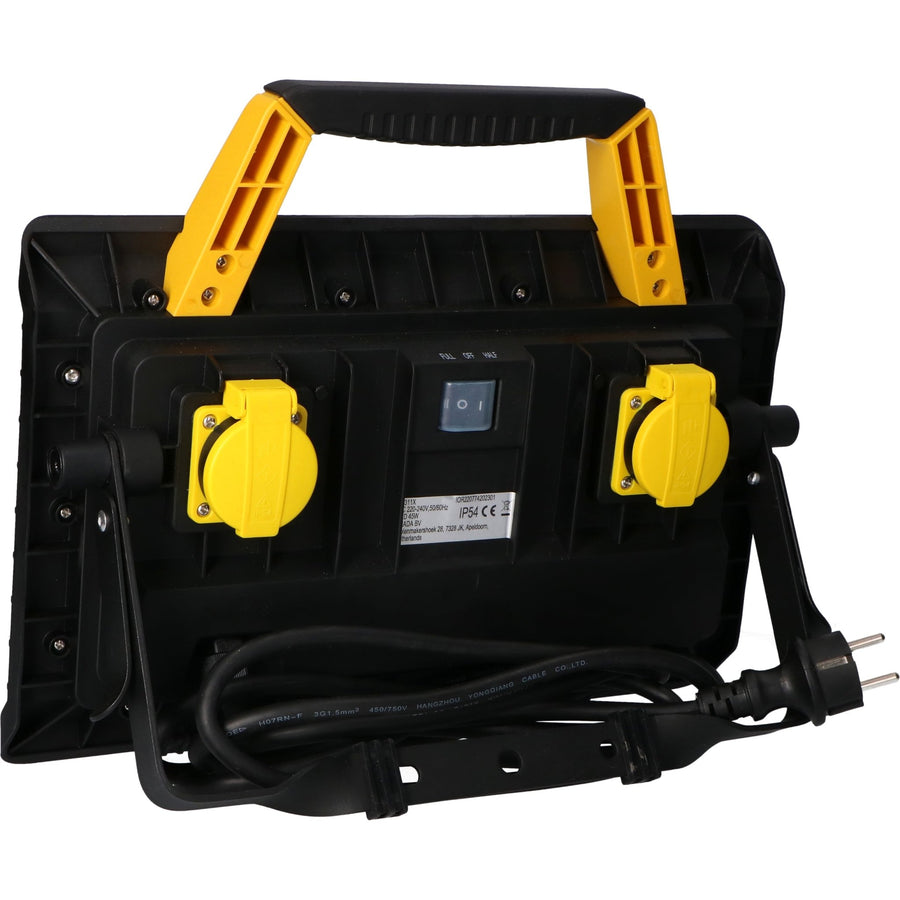 LED's Work Bouwlamp 5000 - 2 extra stopcontacten - 3 meter snoer - IP54 water- en stofbestendig Bouwlampen Led.nl