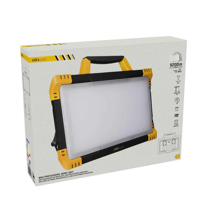 LED's Work Construction Lamp 9200 - 2 extra sockets - 5 meter cord - IP54 water and dust resistant - LED.nl
