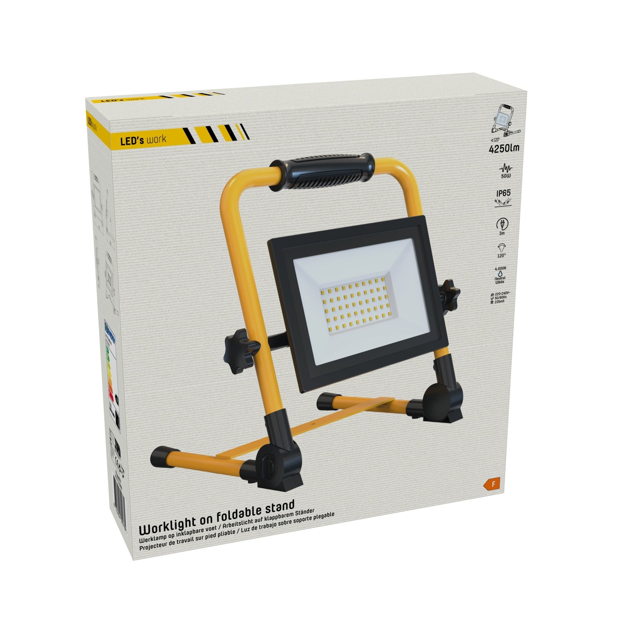 LED's Work Werklamp 4250 - 3 meter snoer - Olie- en zuurbestendige kabel - IP65 waterdicht - 50W Bouwlampen Led.nl