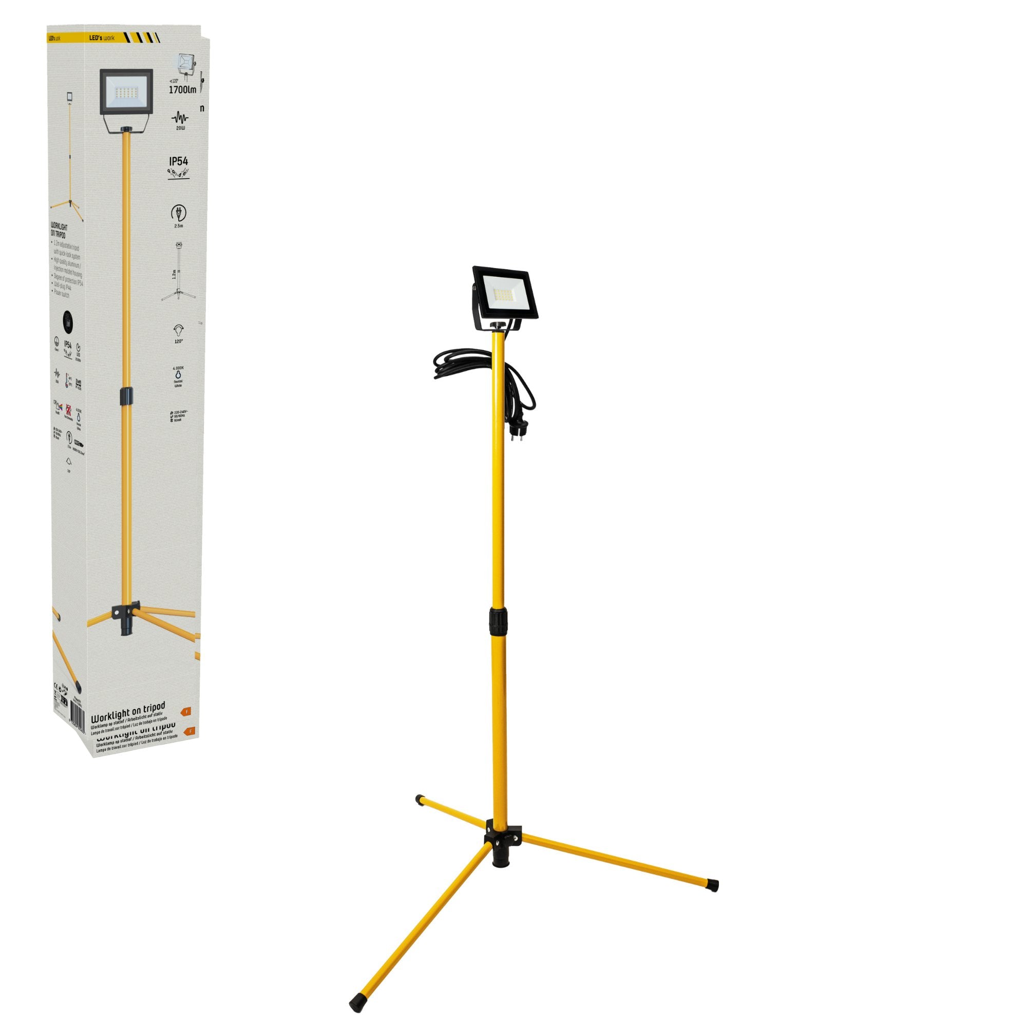 ProWork Tripod LED Bouwlamp op statief - In hoogte verstelbaar - 2125 lm Bouwlampen Led.nl
