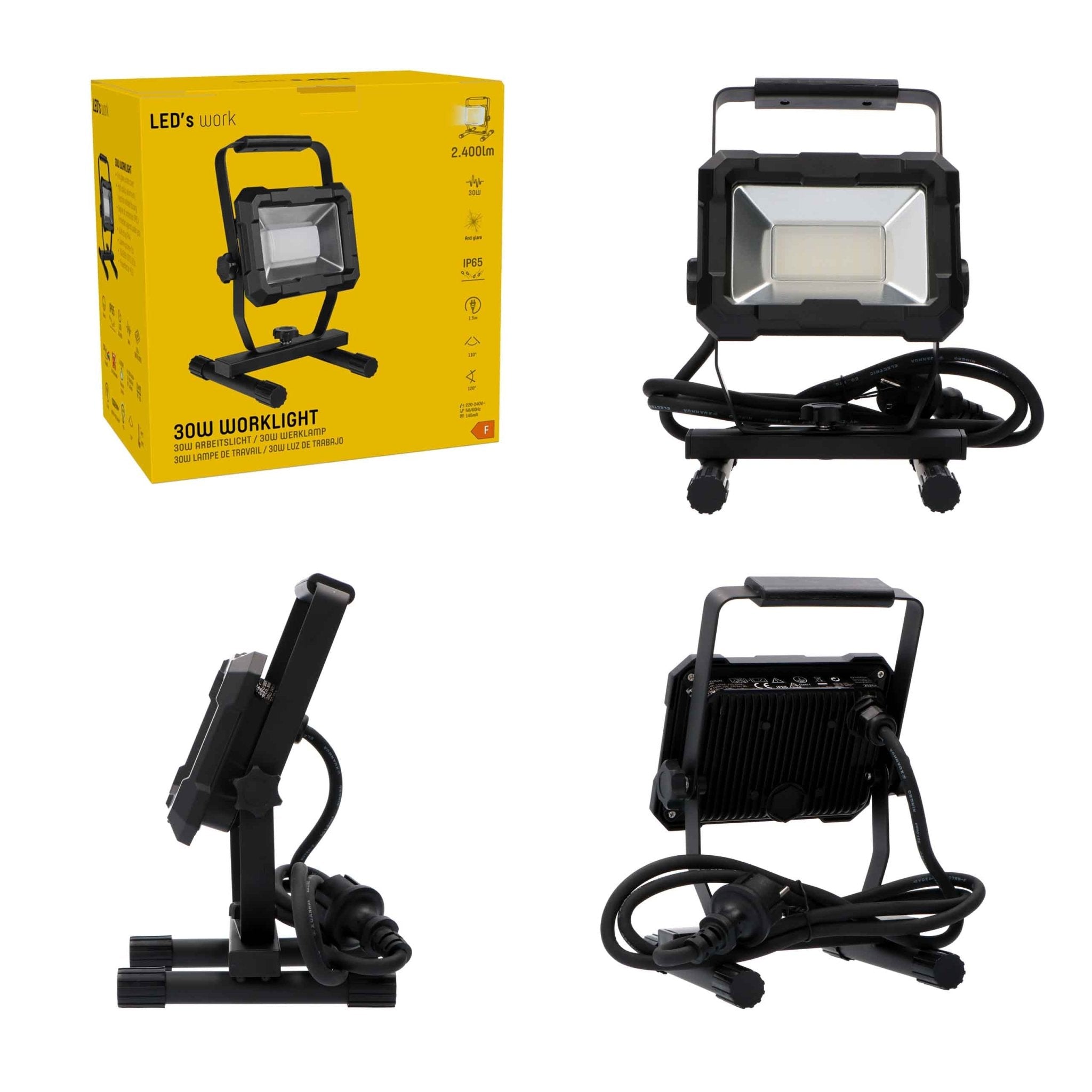 LED's Work Werklamp 2400 - Robuuste behuizing - Extra sterk snoer 150 cm - IP65 waterdicht - 30W Werklampen LED.nl