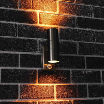 LED's Light RVS LED-Außenleuchte mit Bewegungsmelder - 2 Lichter auf &amp; ab - IP44 - Silber - LED.de
