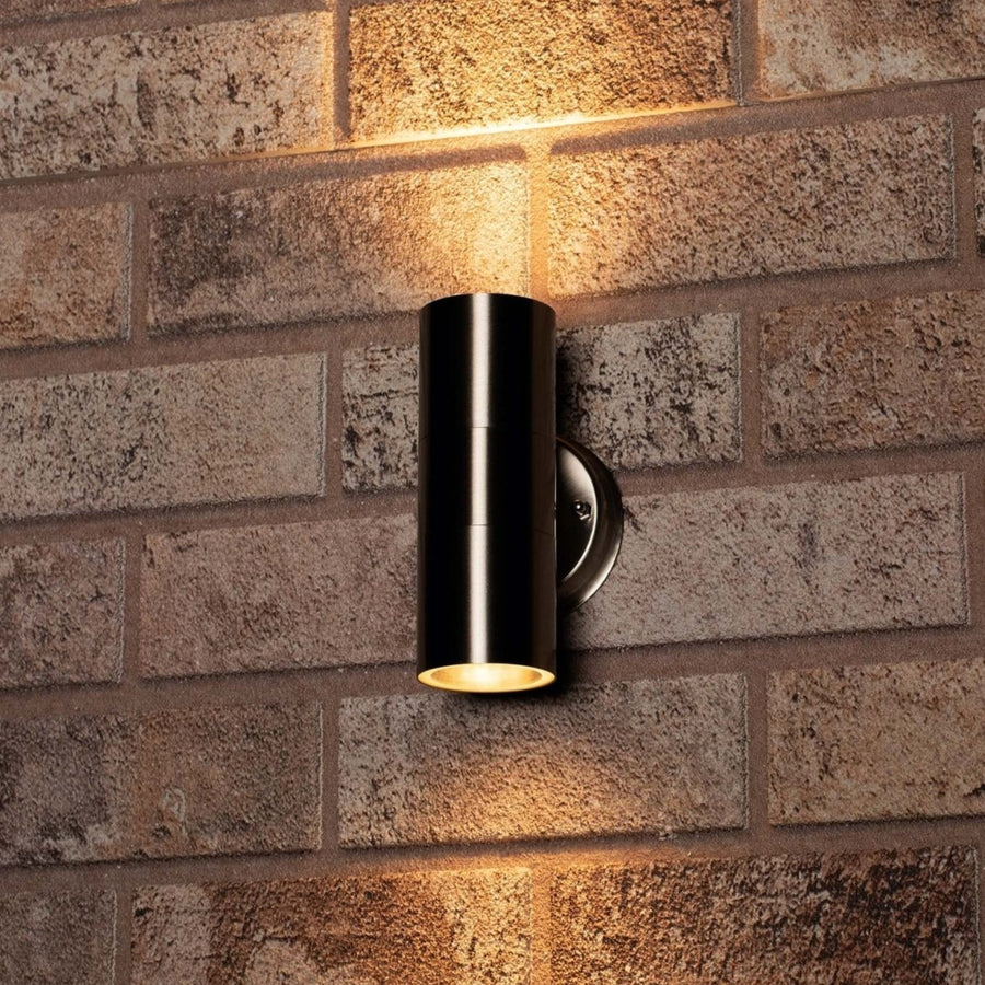 3 pack LED's Light RVS LED Muurlamp Buiten - Spot met 2 x GU10 fitting - Model Catania - IP44 - Zilver Spotjes LED.nl