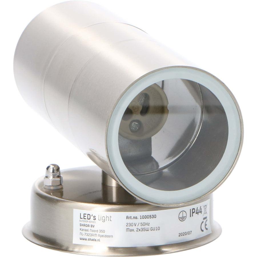 3 pack LED's Light RVS LED Muurlamp Buiten - Spot met 2 x GU10 fitting - Model Catania - IP44 - Zilver Spotjes LED.nl