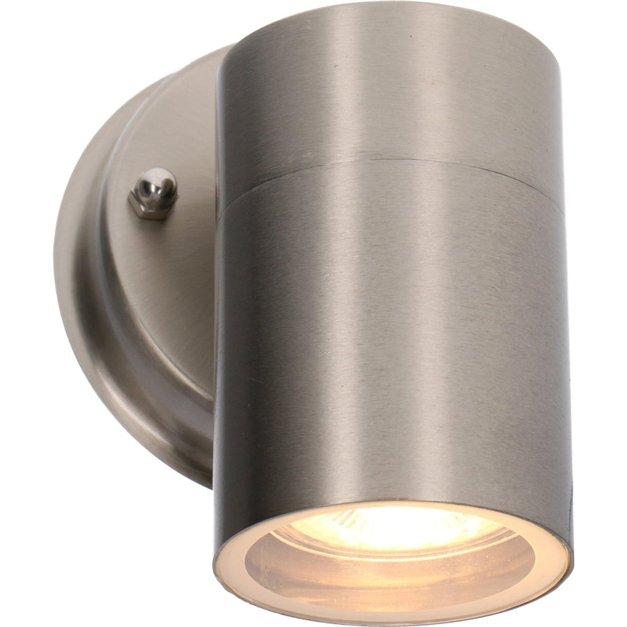 Edelstahl LED Wandleuchte für den Außenbereich - Spot mit GU10 Fassung - Modell Monza - IP44 - Silber - LED.de