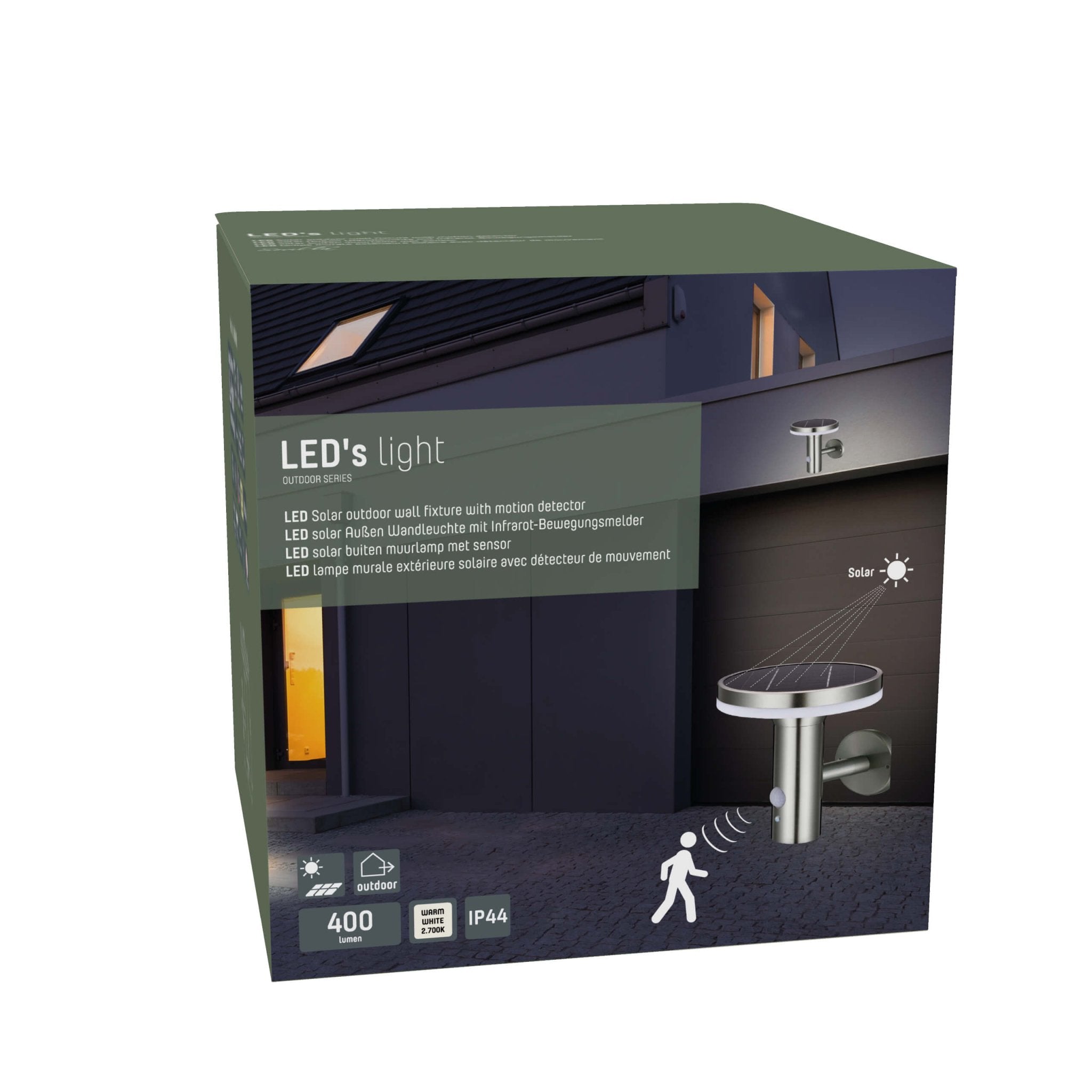 RVS Solar LED Buitenlamp met bewegingssensor - Draadloos - 3 standen - Zilver - LED.nl