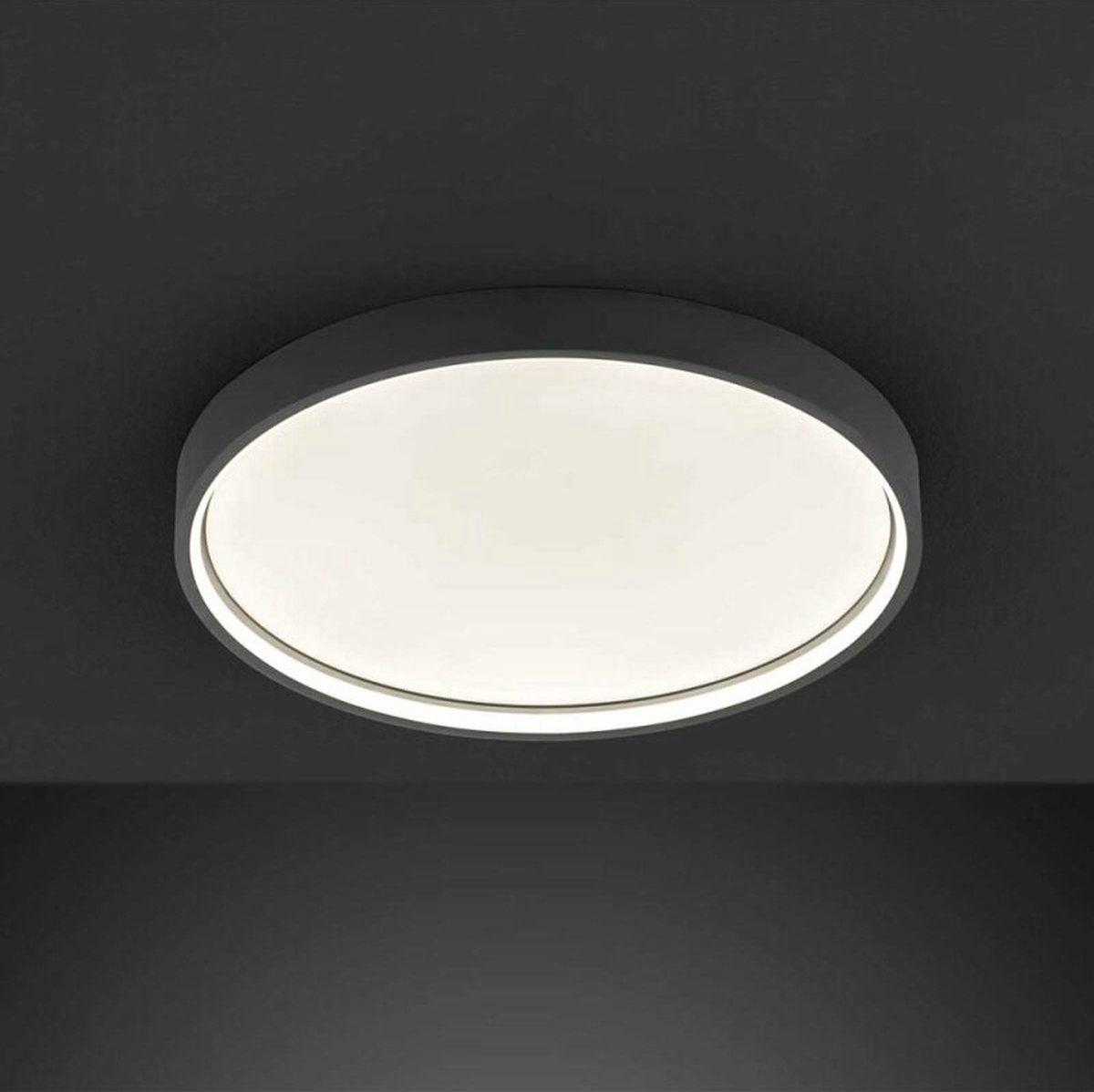 Slim LED Plafonniere 45 cm - Plafondlamp dimbaar zonder dimmer - Warm wit licht - Antraciet - LED.nl