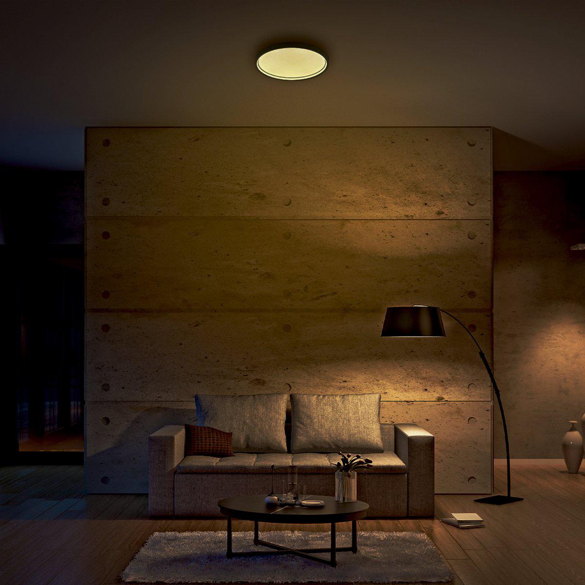 Slim LED Plafonniere 45 cm - Plafondlamp dimbaar zonder dimmer - Warm wit licht - Antraciet - LED.nl