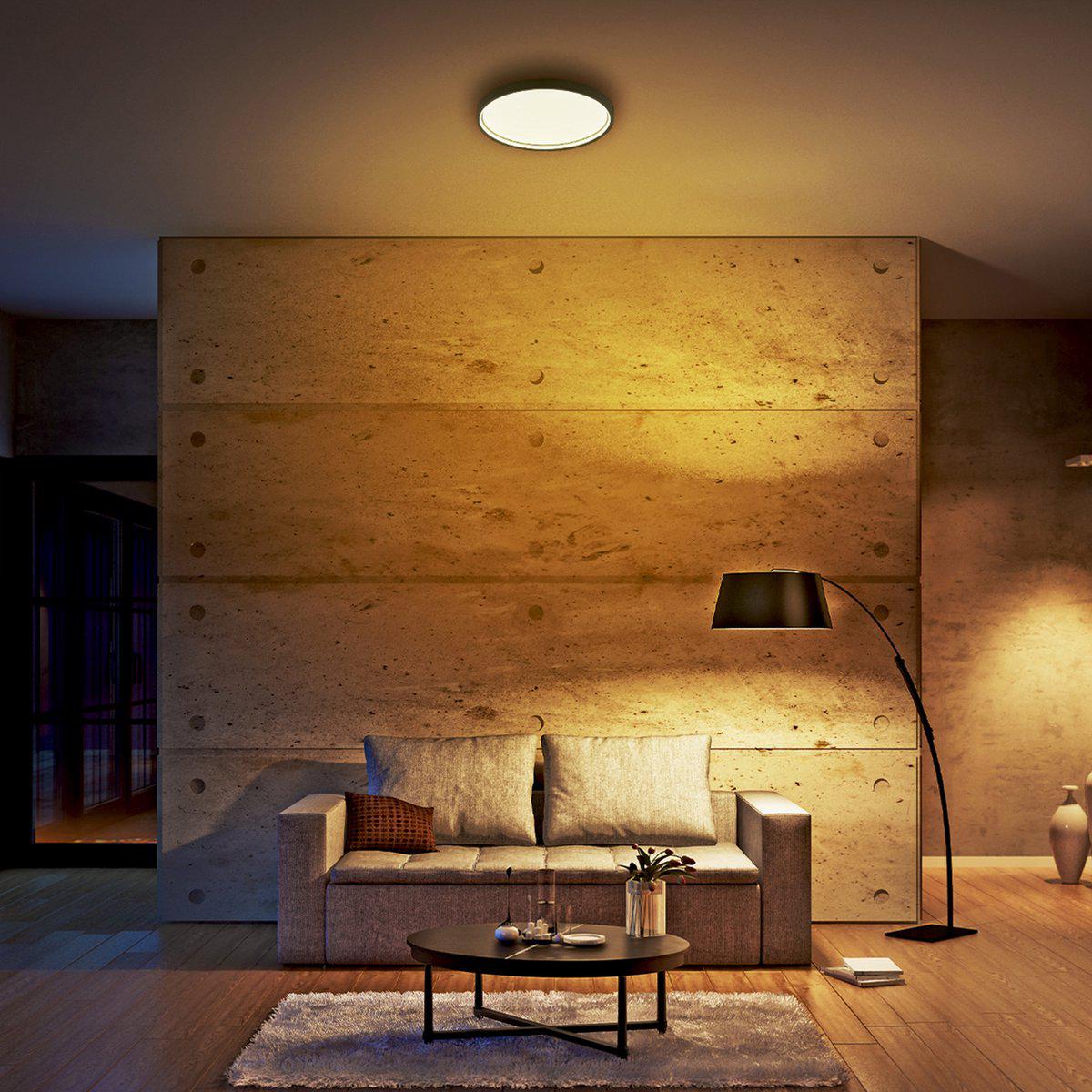 Slim LED Plafonniere 45 cm - Plafondlamp dimbaar zonder dimmer - Warm wit licht - Antraciet - LED.nl