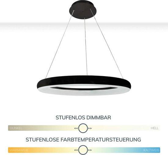 Smart LED Hanglamp ring 60 cm - Bedienbaar met afstandsbediening en app - White & Color - Zwart Hanglampen LED.nl