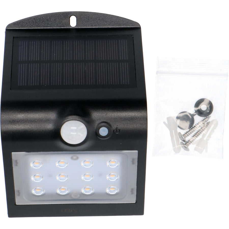 LED's Light Solar LED Buitenlamp met Bewegingssensor 220 - 3 lichtstanden - Automatisch aan/uit - Zwart Buitenlampen LED.nl