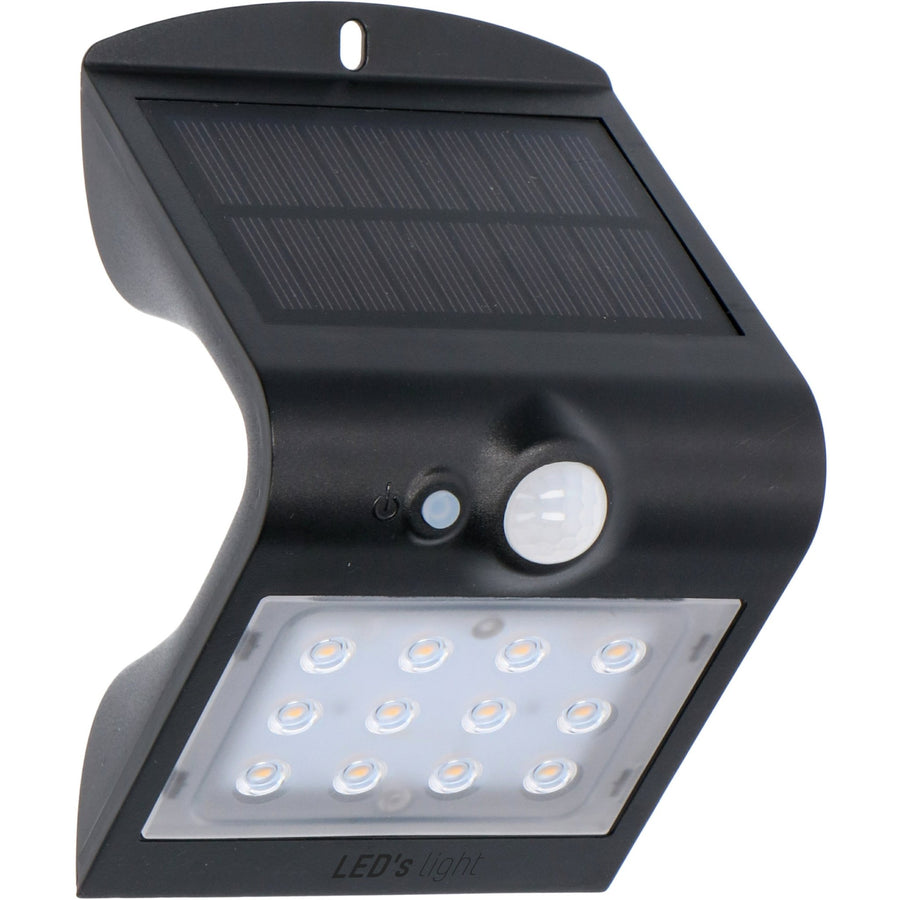LED's Light Solar LED Buitenlamp met Bewegingssensor 220 - 3 lichtstanden - Automatisch aan/uit - Zwart Buitenlampen LED.nl
