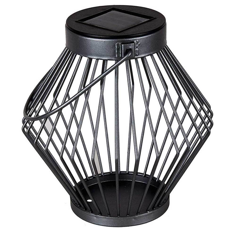 Solar LED Lantaarn Rotan 17 cm - Draadloos op zonne-energie - Grijs - LED.nl